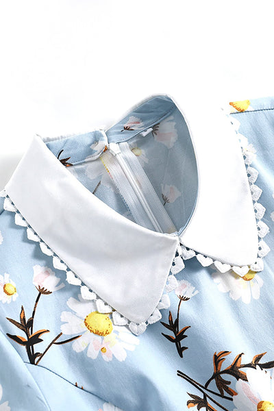 1950'erne Sommer Kjole Med Blåtryk