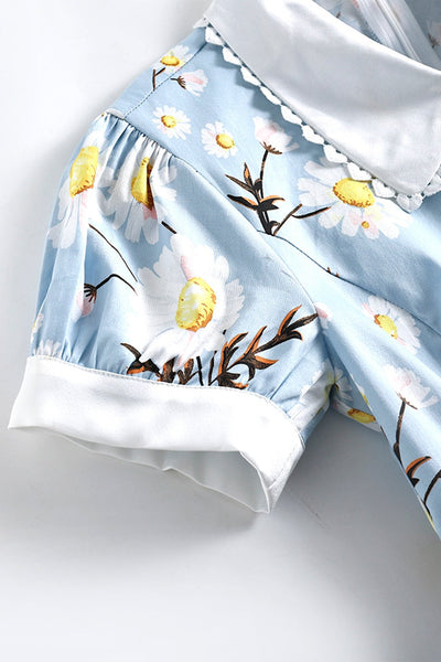 1950'erne Sommer Kjole Med Blåtryk