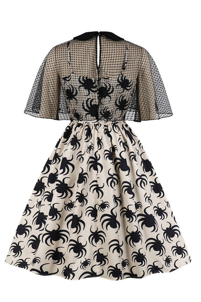 Vintage Halloween-Kjole Med Edderkoppetryk