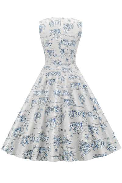 Vintage Kjole Med Blomstertryk Fra 1950'erne