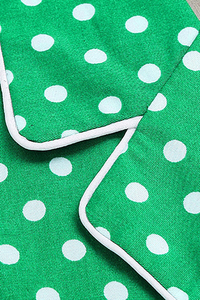 Vintage Style Grøn Polka Dot Kjole