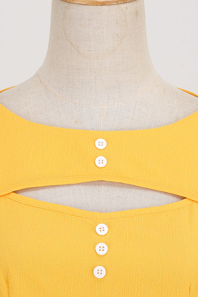 Gul 50'er Kjole I Retrostil Med Nøglehul