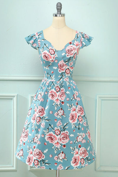 Trapeze Kjole Med Vintage Blomsterprint