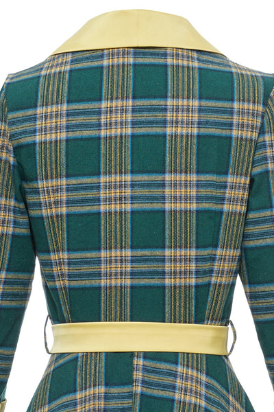 Grøn Vintage Efterår Plaid Kjole