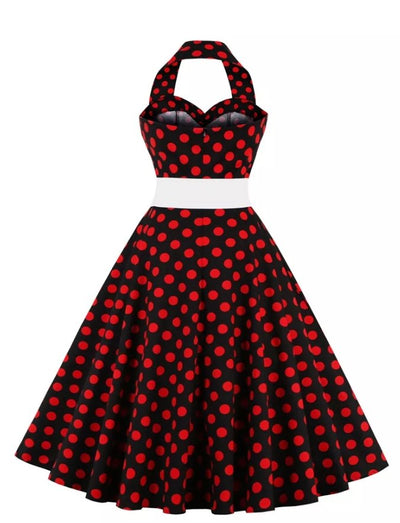 Retro 50'er Prikket Kjole