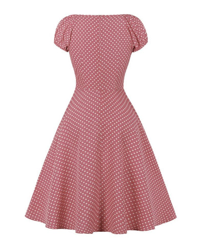Vintage Rød Polka Dot Åben Kjole