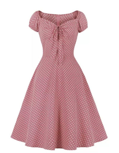 Vintage Rød Polka Dot Åben Kjole