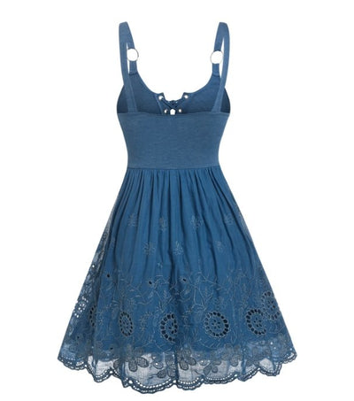 50'er Amerikansk Kjole Blå