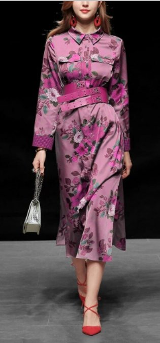 40'er Højhalset Lilla Kjole