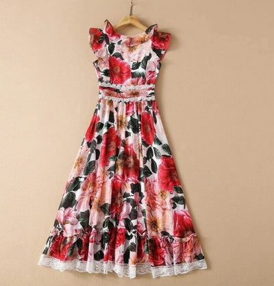 40'er Pink Kortærmet Kjole