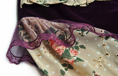 40'er Blomstret Fløjlskjole