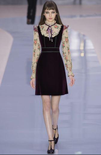 40'er Blomstret Fløjlskjole