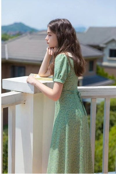 40'er Green Daisy Dress