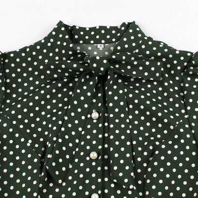 50'er Vintage Grøn Polka Dot Kjole
