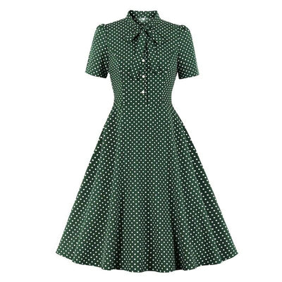 50'er Vintage Grøn Polka Dot Kjole