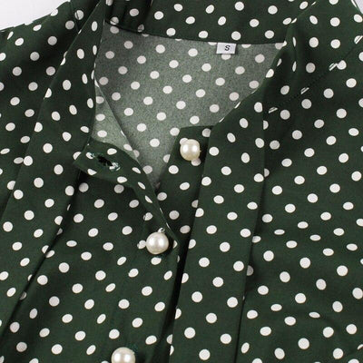50'er Vintage Grøn Polka Dot Kjole