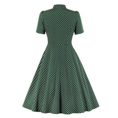 50'er Vintage Grøn Polka Dot Kjole