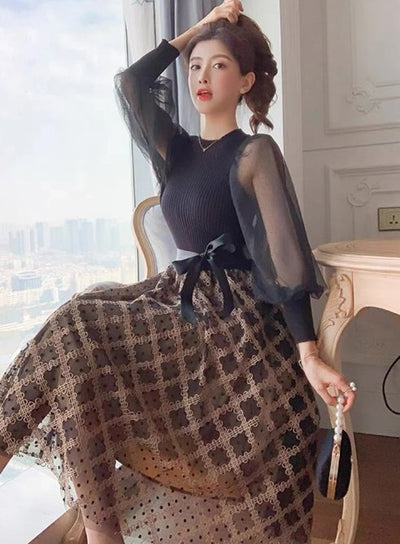 Vintage 40'er Sort Ternet Kjole