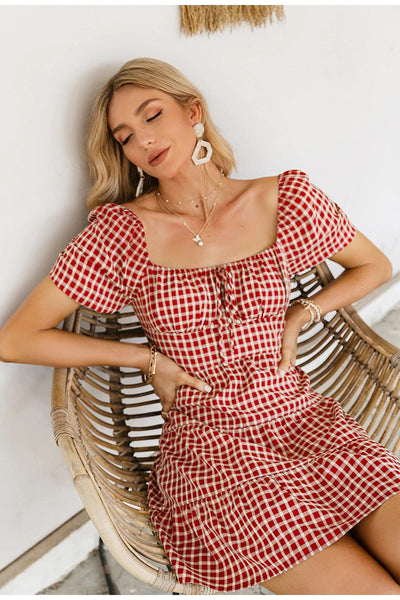 Vintage Rød Ternet Kjole