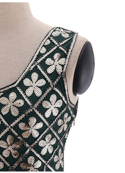 20'er Charleston Kjole - Grøn & Guld