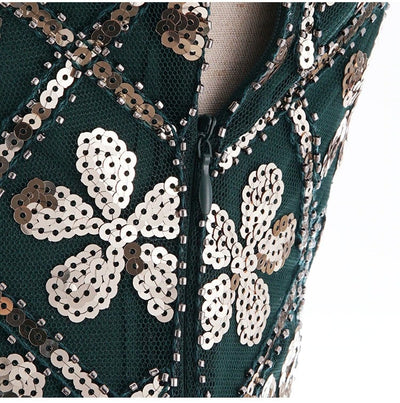 20'er Charleston Kjole - Grøn & Guld