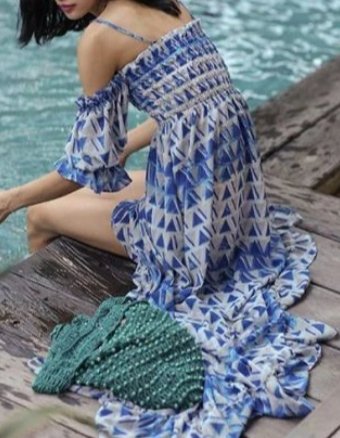 Blå Vintage Aftenkjole