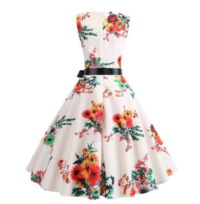 Beige Og Pink Vintage Flared Kjole