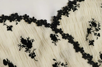 Vintage Kakiblomstret Lang Kjole