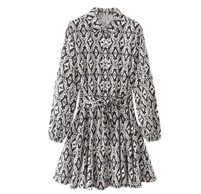 70'er Sort/Hvid Kjole Til Kvinder