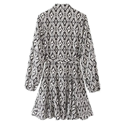 70'er Sort/Hvid Kjole Til Kvinder