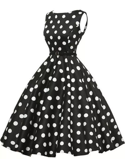 1950'erne Polka Dot Retro Pin-Up Rockabilly Kjole
