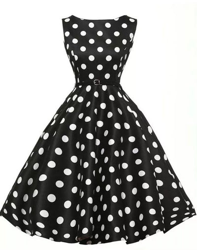 1950'erne Polka Dot Retro Pin-Up Rockabilly Kjole