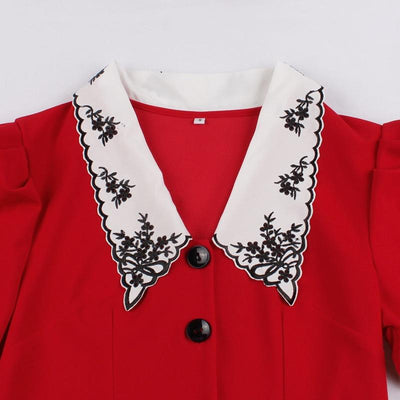 50'er Rød Kjole Bred Hals