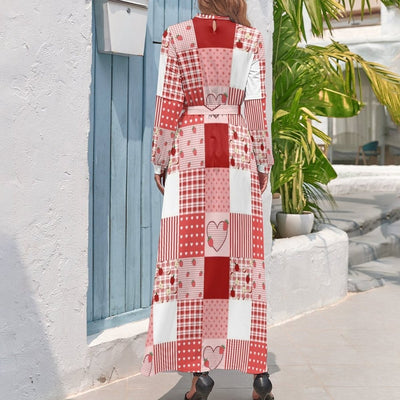 70'er Rød Og Hvid Kjole