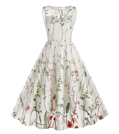 Vintage Blomsterkjole I 50'er Stil
