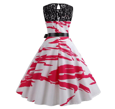 Vintage Rød Og Hvid Trapezkjole