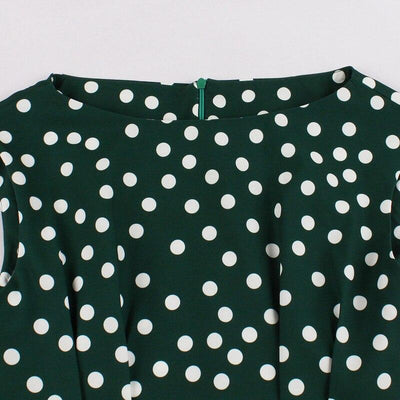 Vintage 50'er Grøn Hvid Polka Dots Kjole