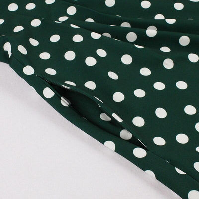 Vintage 50'er Grøn Hvid Polka Dots Kjole