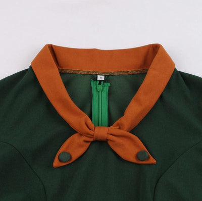 Vintage Efterårsgrøn Kjole