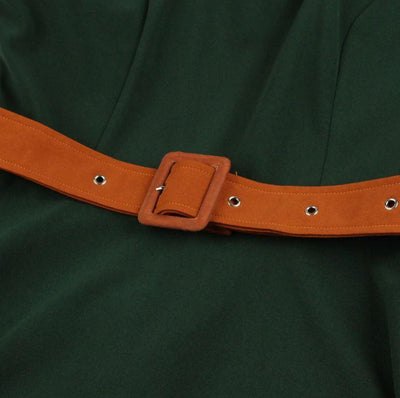 Vintage Efterårsgrøn Kjole