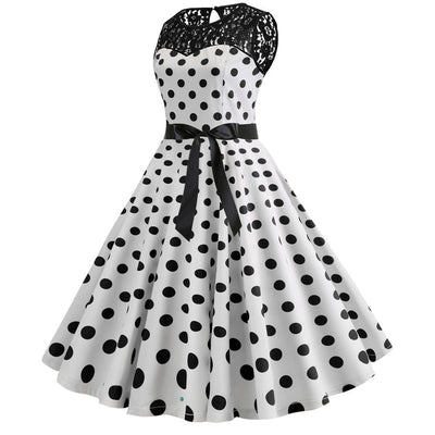Vintage Hvid Blonde Polka Dot Kjole