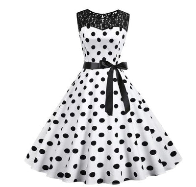 Vintage Hvid Blonde Polka Dot Kjole