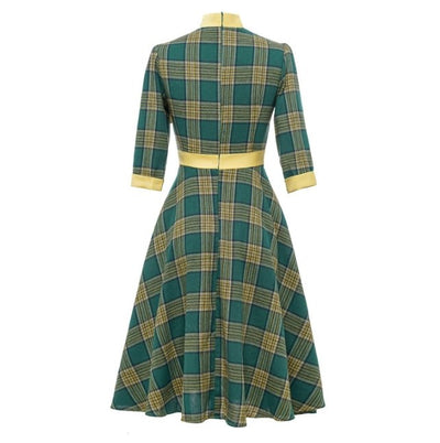 Vintage Grøn Elegance Kjole