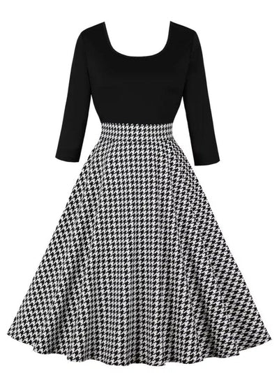 Vintage Grå Ternet Kjole