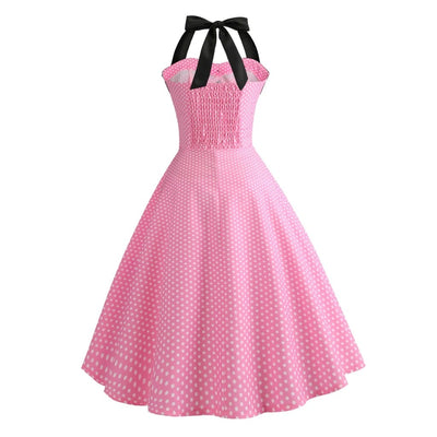 Vintage Pin-Up Kjole Pink Polka Dots