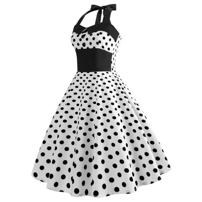 Vintage Kjole - Hvid Polka Dot Pin-Up