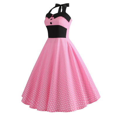 Vintage Pin-Up Kjole Pink Polka Dots