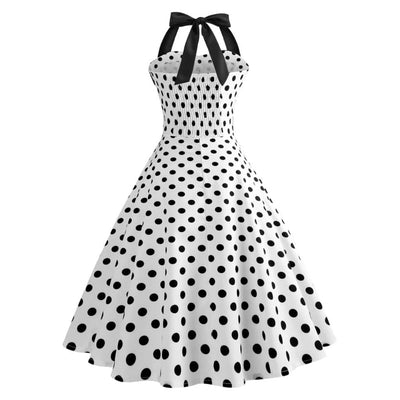 Vintage Kjole - Hvid Polka Dot Pin-Up
