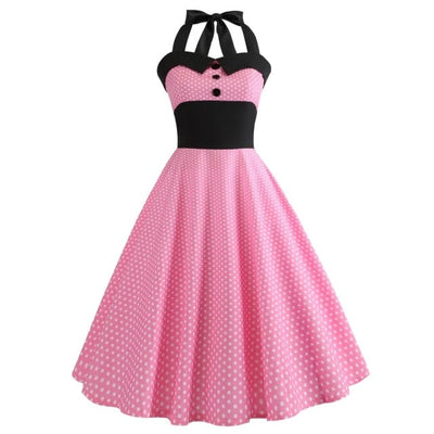 Vintage Pin-Up Kjole Pink Polka Dots
