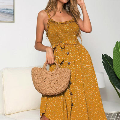 Vintage Tresserne Gul Kjole